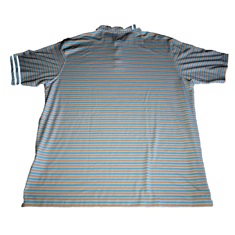 Peter Millar Seaside Men's Golf Performance Polo Orange/Blue Stripes Size XL - Picture 6 of 6